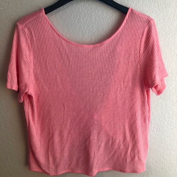 Open Back Ribbed Pink Top - Picture 2 of 3